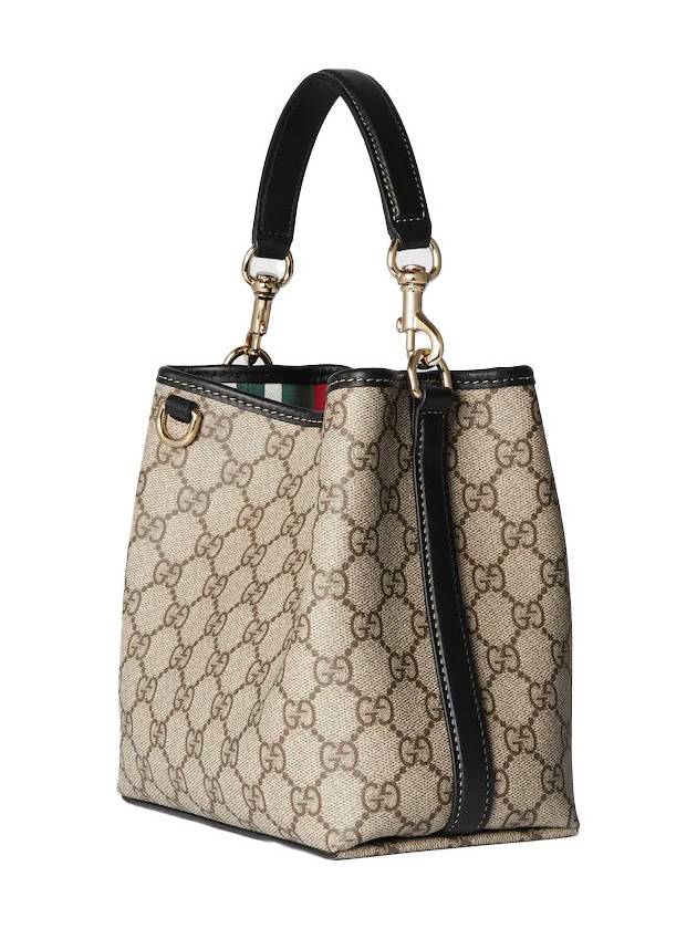 Beige dark brown GG emblem mini bucket bag 815118FAD6L9741 - GUCCI - BALAAN 3