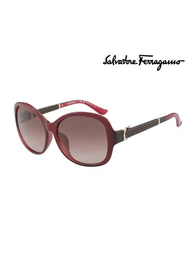 Eyewear Round Acetate Sunglasses Red - SALVATORE FERRAGAMO - BALAAN 3