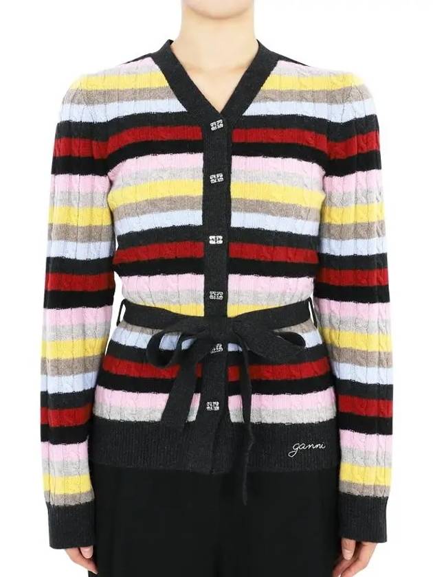 Stripe Belt Cardigan - GANNI - BALAAN 2