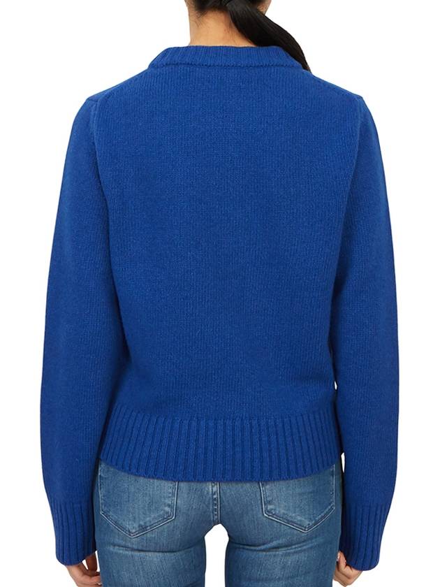 Logo Intarsia Crew Neck Knit Top Blue - GANNI - BALAAN 5