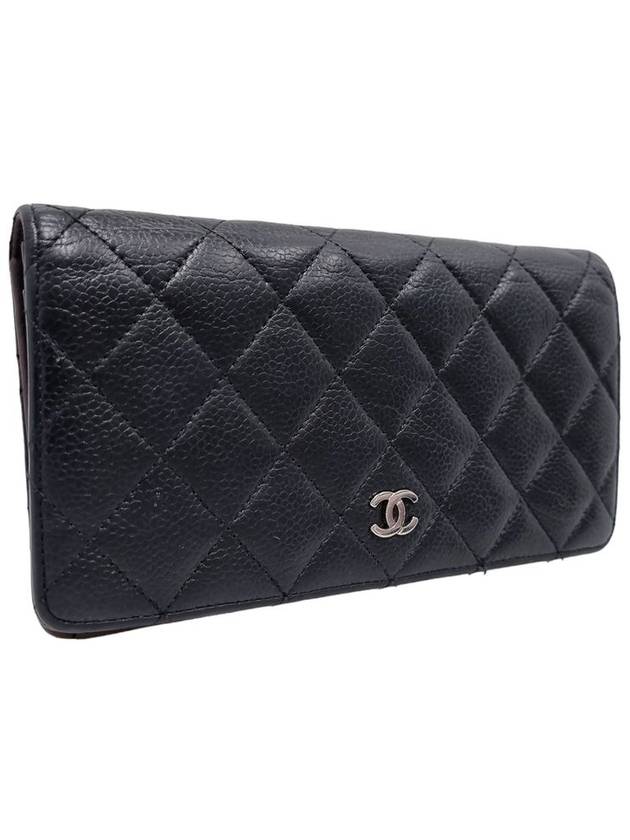 Women s A31509 Caviar Skin Black Silver Logo Timeless Classic Flap Long Wallet - CHANEL - BALAAN 2