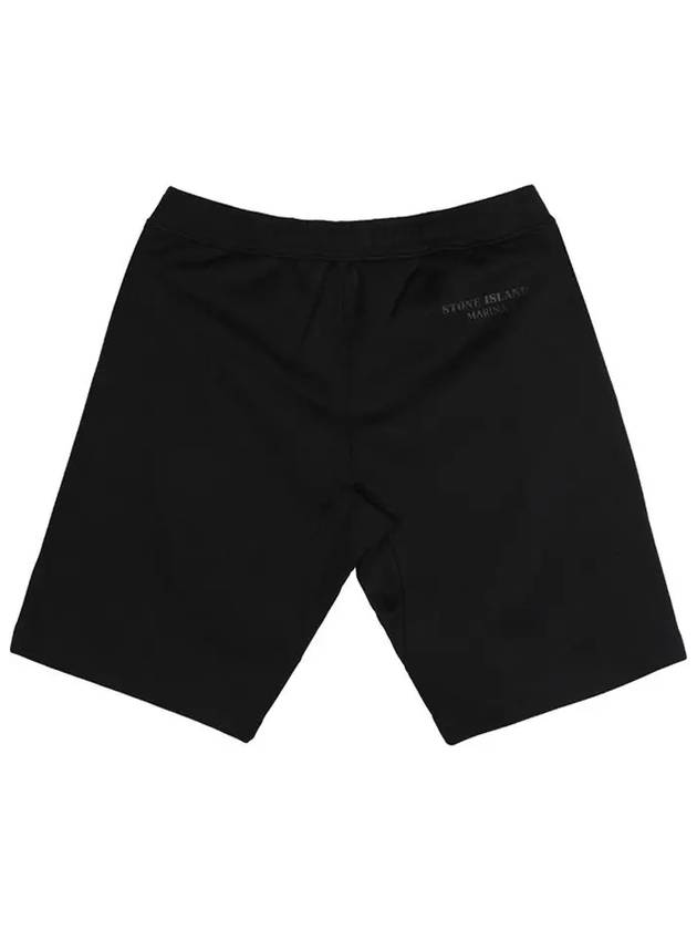 Men's Marina Embroidered Logo Track Shorts Black - STONE ISLAND - BALAAN 4