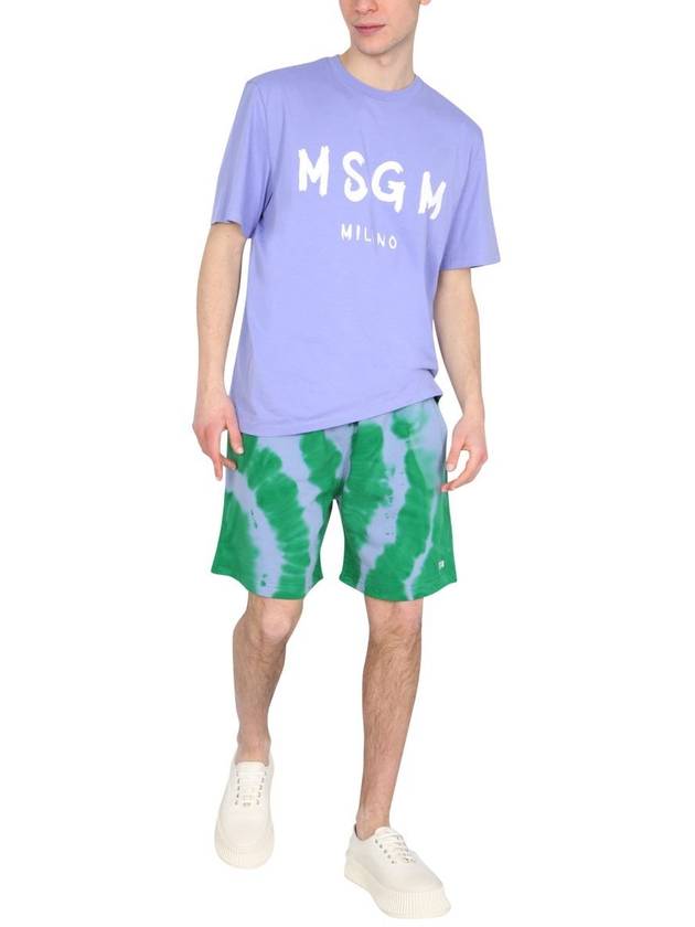 Men's Logo Tie Dye Bermuda Shorts Green - MSGM - BALAAN 3