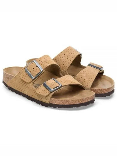 Arizona Perforated Suede Slippers Beige - BIRKENSTOCK - BALAAN 2