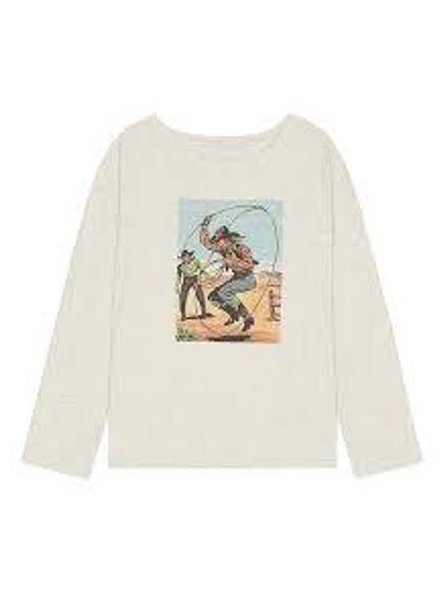 Cowboy Graphic Print Cotton Long Sleeve T-Shirt Oat Meal - MAISON MARGIELA - BALAAN 2