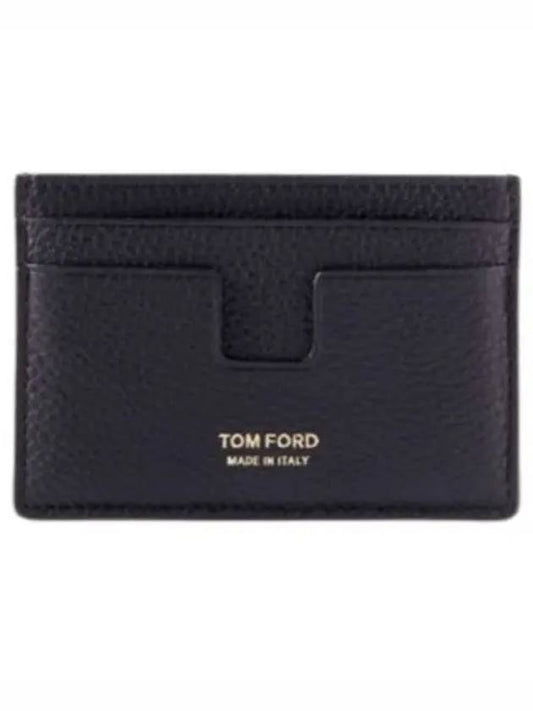 T-Line Logo Grain Leather Card Wallet Black - TOM FORD - BALAAN 2