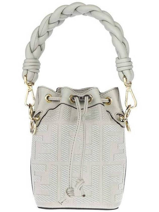 Women's Mon Tresor Mini FF Canvas Bucket Bag Green - FENDI - BALAAN 2