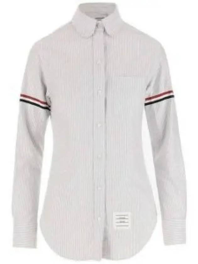 Women's Armband University Striped Oxford Shirt Medium Grey - THOM BROWNE - BALAAN 2