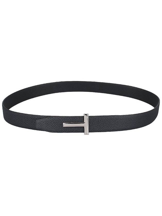 Silver Hardware T Logo Reversible Leather Belt Dark Navy - TOM FORD - BALAAN 9