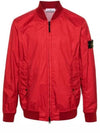 Men's Wappen Patch Zip-Up Bomber Jacket Red - STONE ISLAND - BALAAN 2