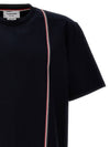 RWB Stripe Cotton Short Sleeve T-shirt Navy - THOM BROWNE - BALAAN 4