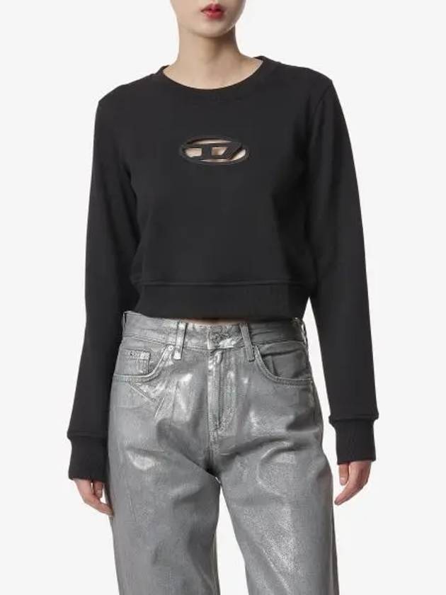 F Slimmy Cutout Logo Crop Sweatshirt Black - DIESEL - BALAAN 2