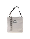 Logo Plaque Square Canvas Tote Bag White - VIVIENNE WESTWOOD - BALAAN 1