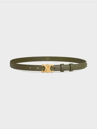 Women's Small Triomphe Smooth Calfskin Belt Dark Olive - CELINE - BALAAN 2