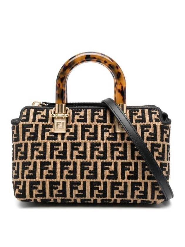 By The Way Mini Raffia Boston Tote Bag Black - FENDI - BALAAN 1