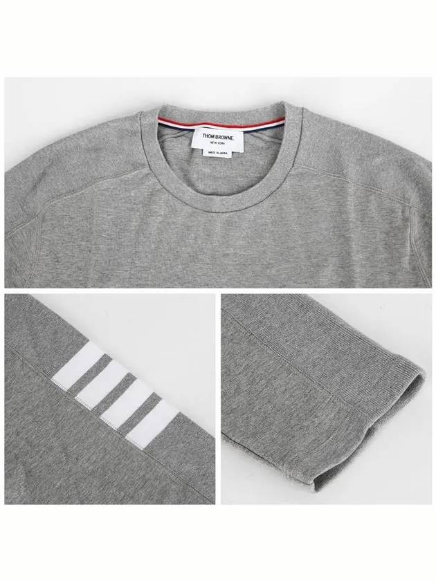 4-Bar Striped Cotton Long Sleeve T-Shirt Light Grey - THOM BROWNE - BALAAN 6