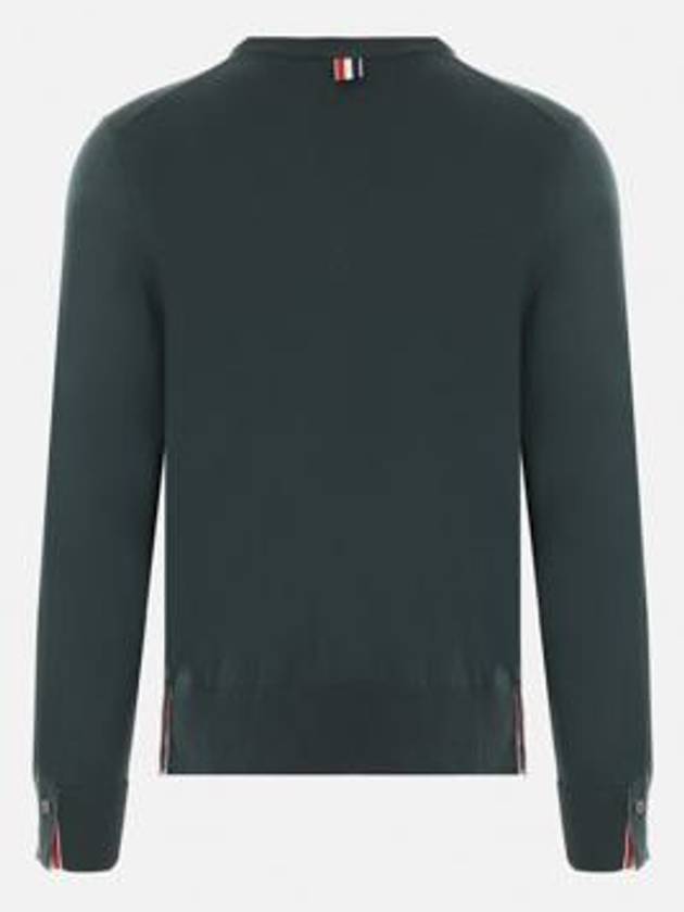 Intarsia Stitch Crew Neck Merino Wool Knit Top Green - THOM BROWNE - BALAAN 4