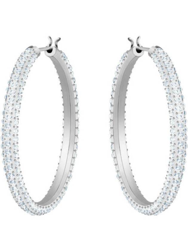 Dextera Hoop Pave Large Earrings Silver - SWAROVSKI - BALAAN 1