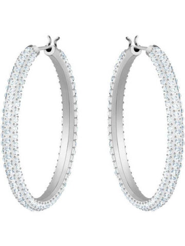 Dextera Hoop Pave Large Earrings Silver - SWAROVSKI - BALAAN 1