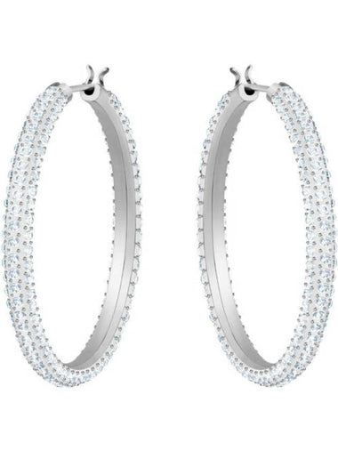 Dextera Hoop Pave Large Earrings Silver - SWAROVSKI - BALAAN 1