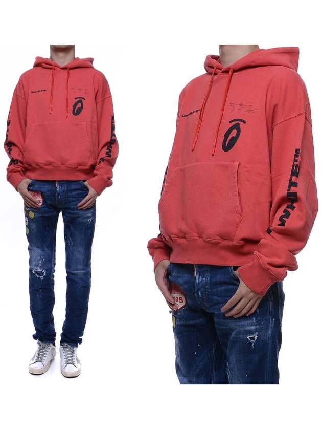 Men's Split Arrow Overfit Hooded Sweatshirt OMBB037E19D25010_2010_19F - OFF WHITE - BALAAN 1