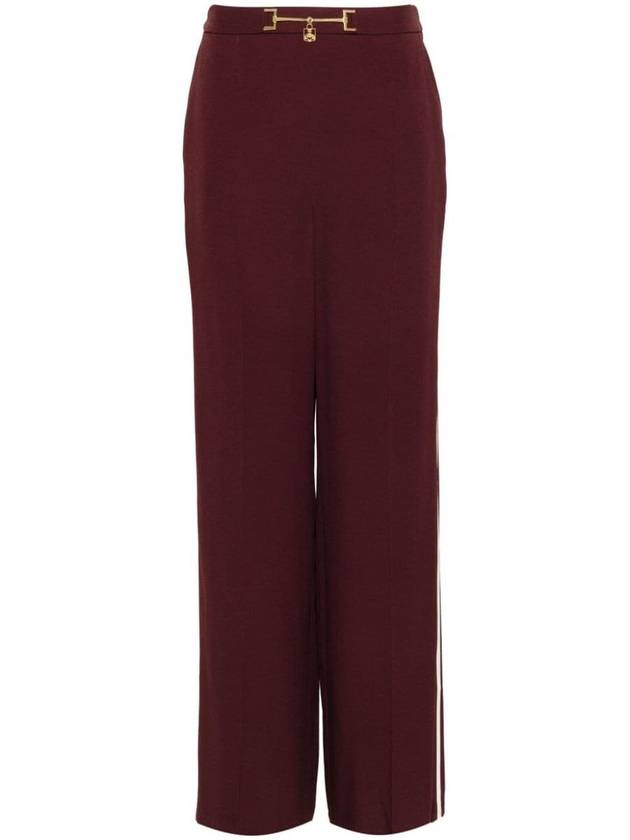 Elisabetta Franchi Burgundy Wide-Leg Pants With Side Stripes - ELISABETTA FRANCHI - BALAAN 1