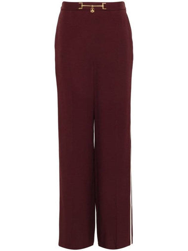 Elisabetta Franchi Burgundy Wide-Leg Pants With Side Stripes - ELISABETTA FRANCHI - BALAAN 1