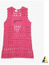 Women's Logo Open Crochet Backless Tunic Short Dress Pink - GANNI - BALAAN 2