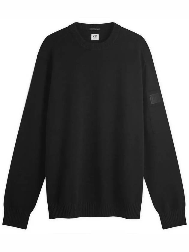 Merino Wool Crew Neck Knit Top Black - CP COMPANY - BALAAN 4