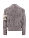 Donegal Twist Cable 4-Bar Classic Crewneck Knit Top Light Grey - THOM BROWNE - BALAAN 3