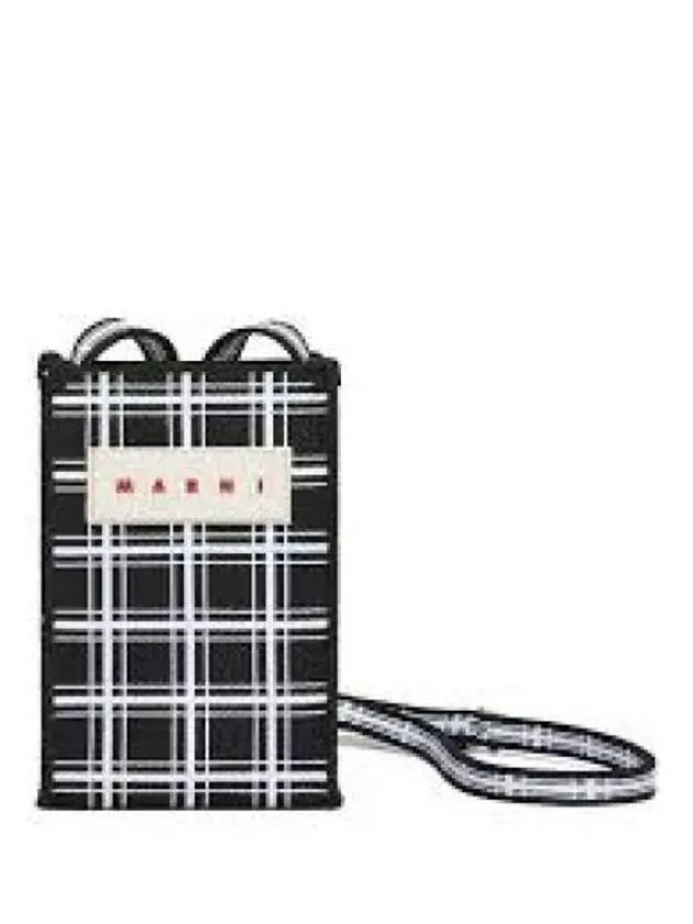 Plaid Logo Patch Checked Cross Bag Black - MARNI - BALAAN 2