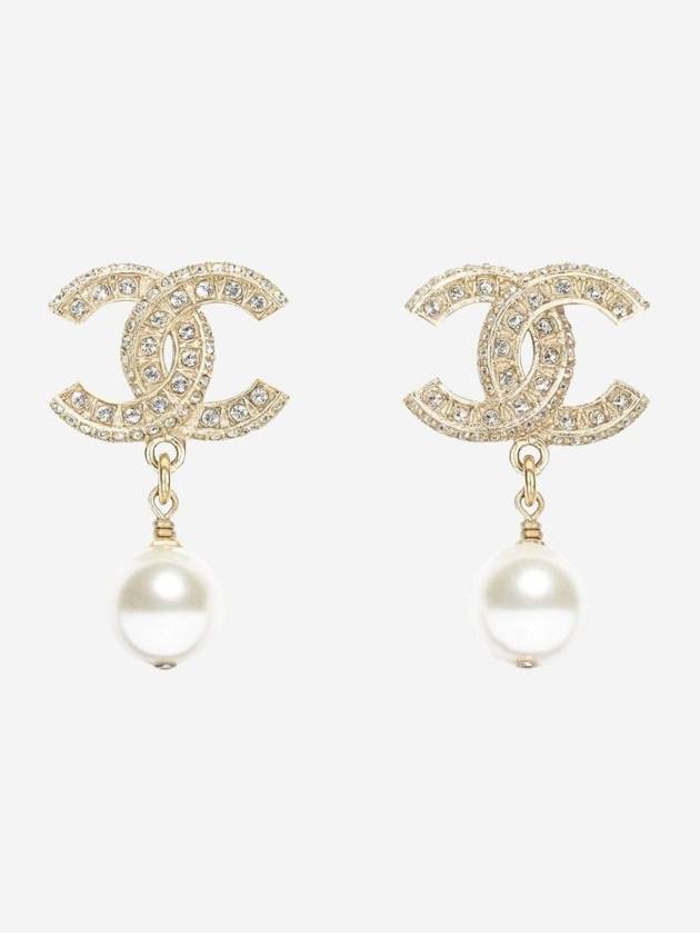 CC Metal Logo Pearl Earrings Gold - CHANEL - BALAAN 2