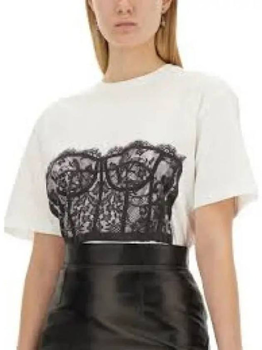 Lace corset short sleeve t shirt white 689062909 - ALEXANDER MCQUEEN - BALAAN 1