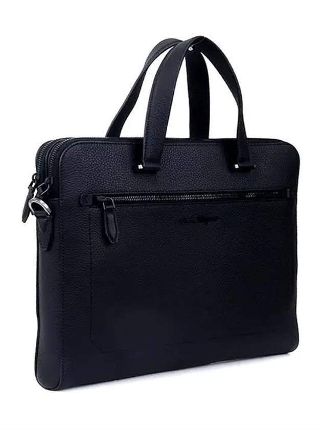 Double Pocket Zipper Briefcase Black - SALVATORE FERRAGAMO - BALAAN 4