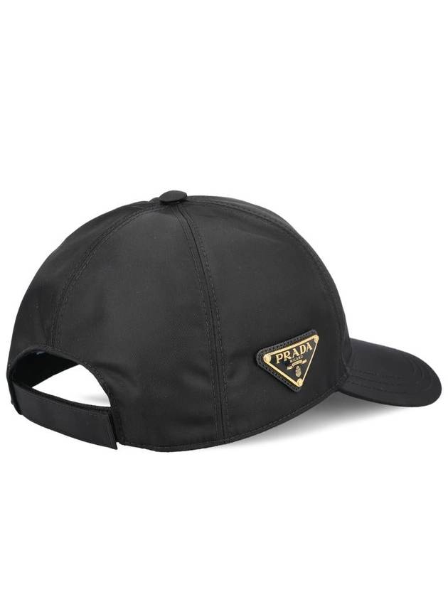 Triangle Logo Re Nylon Ball Cap Black - PRADA - BALAAN 4