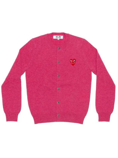 Women's Double Eye Waffen Cardigan P1 N075 4 Pink - COMME DES GARCONS PLAY - BALAAN 1