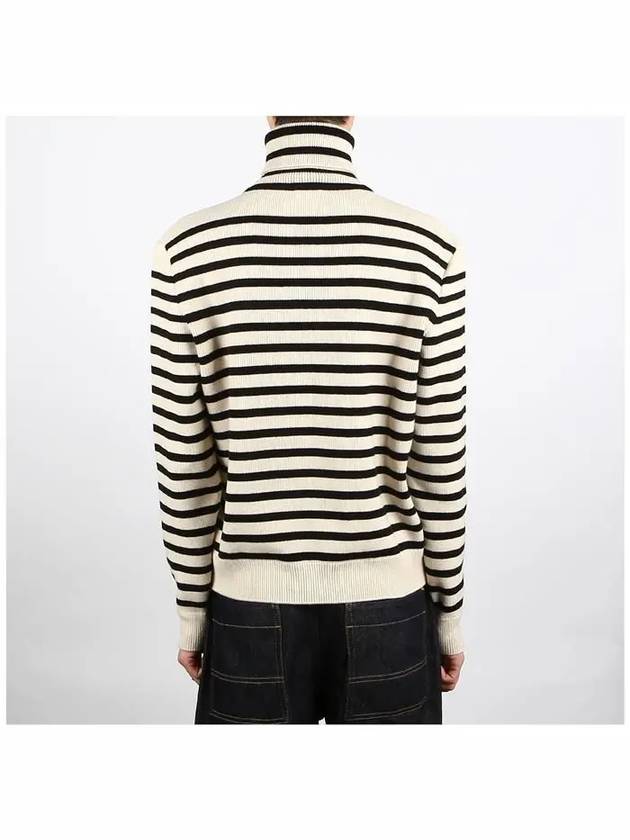 Heritage Cashmere Stripe Turtleneck White - CELINE - BALAAN 5