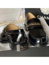 gold lettering chain enamel loafers black - CHANEL - BALAAN.