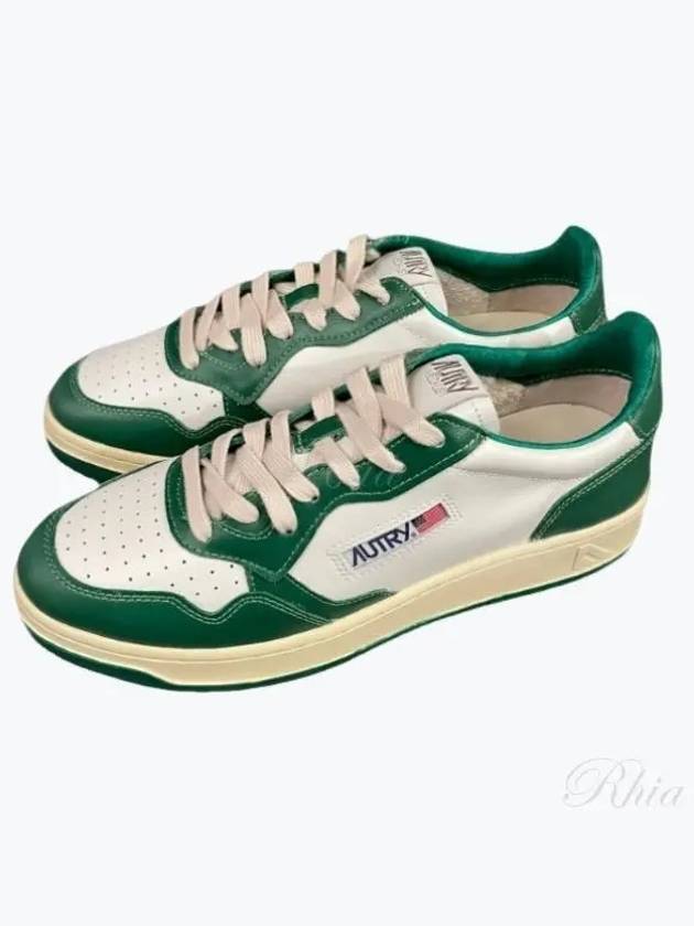 Men's Medalist Leather Low Top Sneakers Green - AUTRY - BALAAN 2