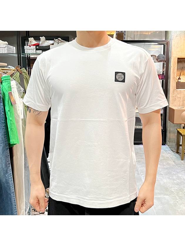 Logo Patch Garment Dyed Short Sleeve TShirt White 101524113 A0001 - STONE ISLAND - BALAAN 2