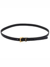 Cassandre Grained Leather Square Buckle Thin Belt Black - SAINT LAURENT - BALAAN 2