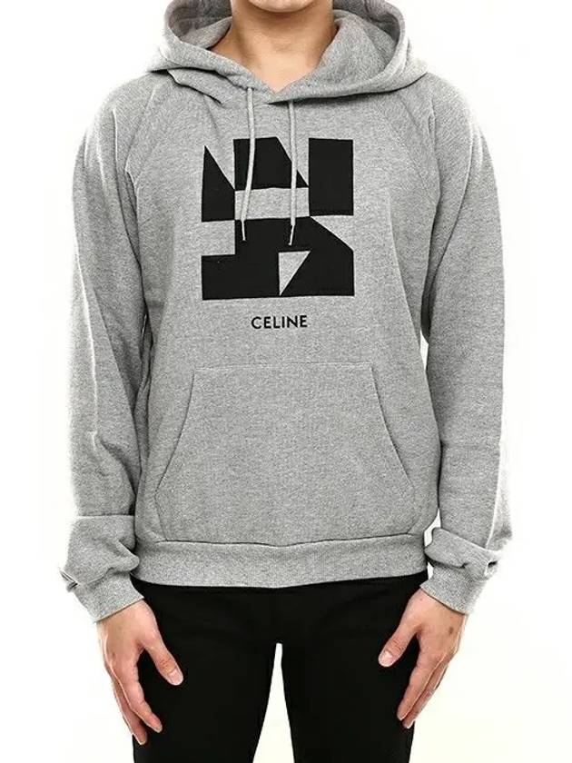 Logo Printing Gray Hooded Sweatshirt 2Y0056100G - CELINE - BALAAN 4