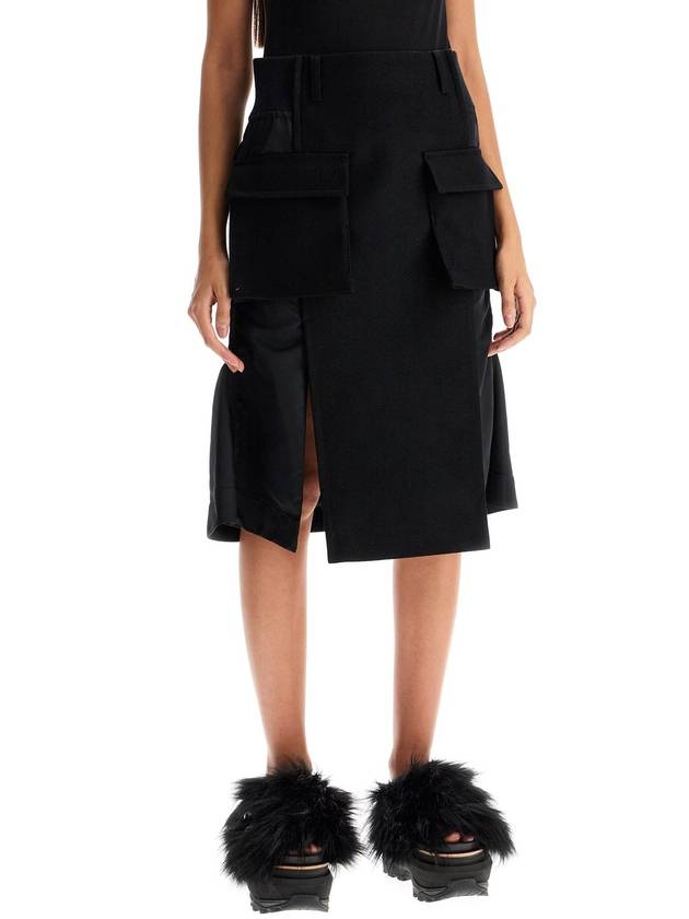 "hybrid nylon and wool skirt" - SACAI - BALAAN 2