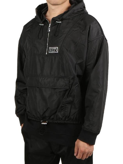 Men's Logo Drawstring Nylon Anorak Black - VALENTINO - BALAAN 2