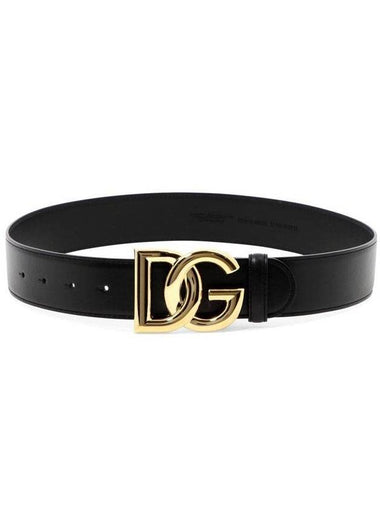 gold DG logo leather belt black - DOLCE&GABBANA - BALAAN 1