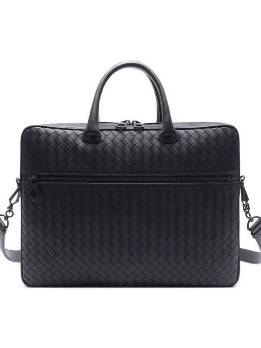 Intrecciato Calfskin Business Briefcases Black - BOTTEGA VENETA - BALAAN 2