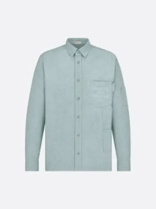 Embroidered Logo Collared Cotton Long-Sleeve Shirt Blue - DIOR - BALAAN 2