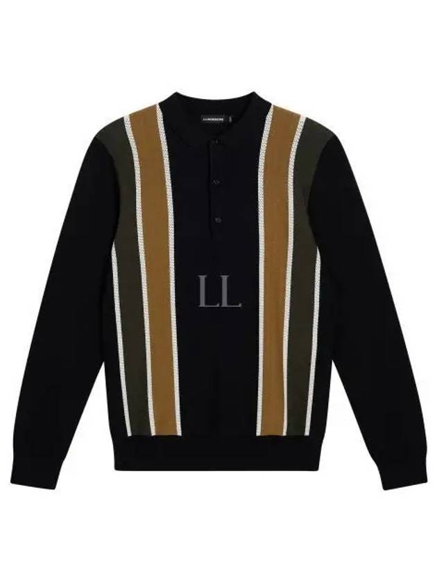 Men's Heden Striped Knit PK Shirt Black - J.LINDEBERG - BALAAN 2