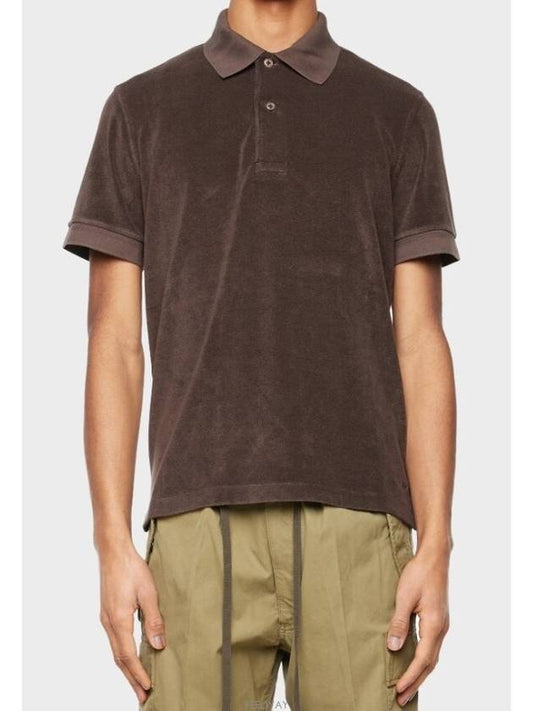 Terry Cotton Short Sleeve Polo Shirt Brown - TOM FORD - BALAAN 2