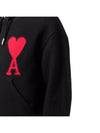 Big Heart Logo Wool Hoodie Black - AMI - BALAAN 4